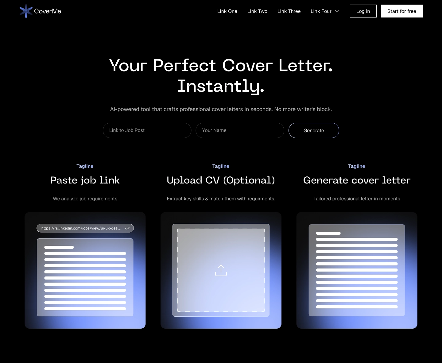 CoverMe platform interface